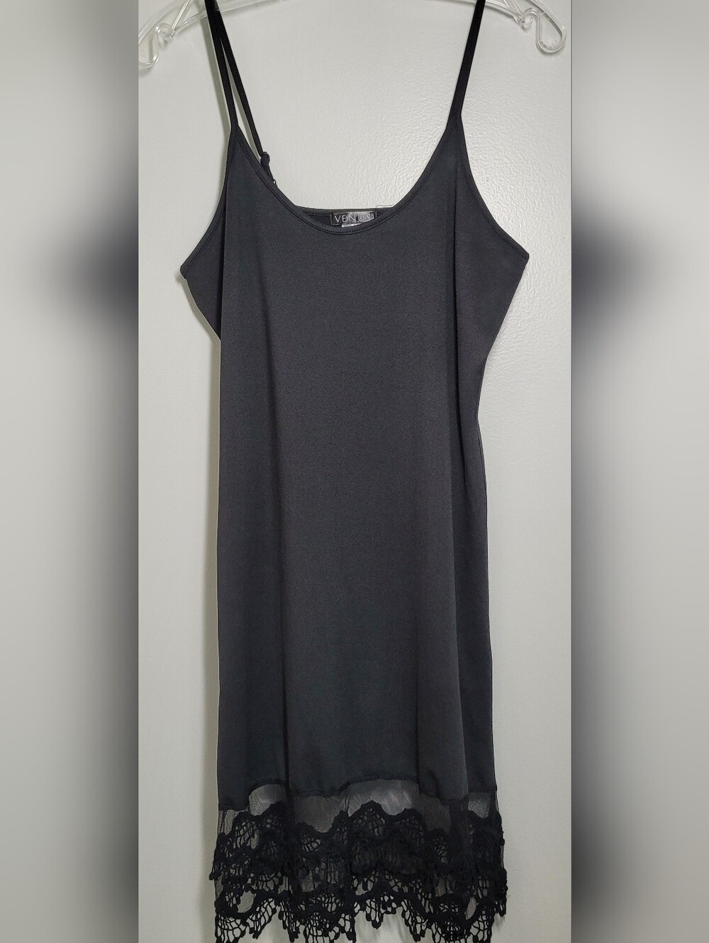 VENUS Black Lace-Hem Slip Dress Small Excell Condition